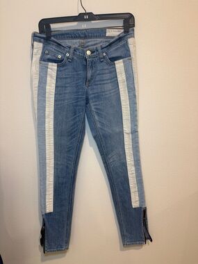 rag & bone Blue Skinny Jeans with White Side Panels